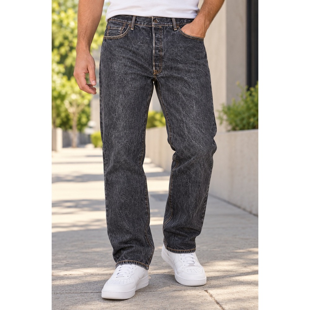 Levi's 501 Original Fit Jeans Men 36x28 Black Acid Wash Straight Leg 00501-0226